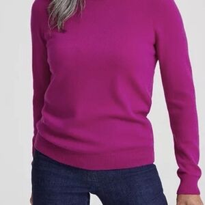 Charter Club Luxury Magenta Crew Neck Sweater 100% Cashmere